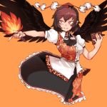  animal_humanoid avian avian_humanoid aya_shameimaru book breasts brown_hair clothed clothing fan_(disambiguation) feathered_wings feathers female hair hat holding_object humanoid nyong_nyong open_mouth orange_eyes pointy_ears shirt short_hair skirt smile solo tokin_hat touhou wings 
