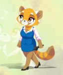  2018 aggressive_retsuko anthro brown_eyes clothed clothing dennyvixen digital_media_(artwork) dvixie female mammal red_panda retsuko sanrio simple_background solo standing 