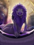  2018 anthro day detailed_background digital_media_(artwork) feathers jackrow looking_at_viewer naga outside purple_eyes purple_feathers reptile scalie snake solo 