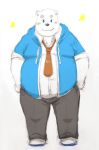  2018 anthro bear blush clothing hoodie male mammal maron2475 necktie overweight overweight_male pants polar_bear shirane_kan shirt simple_background solo utau white_background 