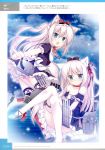  3: american_flag animal_ears ass azur_lane bare_shoulders black_legwear blue_sky bow cat_ears cat_hair_ornament choker cloud cloudy_sky detached_sleeves dress dual_persona frills hair_bow hair_ornament hair_ribbon hammann_(azur_lane) high_heels highres korie_riko looking_at_viewer machinery maid multiple_girls ocean official_art pointing remodel_(azur_lane) ribbon silver_eyes silver_hair sky strapless strapless_dress thighhighs translation_request turret white_legwear 