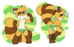  &lt;3 anthro briefs bulge butt clothing flexing graedius_(character) grin looking_at_viewer looking_back male mammal multiple_poses oob penis_outline pose procyonid raccoon smile solo tongue tongue_out toony underwear 
