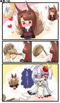  /\/\/\ 2girls akagi_(azur_lane) animal_ears azur_lane blush chibi comic commander_(azur_lane) commentary_request drop_trap failure fox_ears fox_tail heart japanese_clothes long_hair multiple_girls multiple_tails photo_(object) putimaxi shaded_face shoukaku_(azur_lane) silver_hair speech_bubble tail translated very_long_hair 