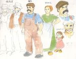  brown_hair child facial_hair female hat miyazaki_hayao mustache orange_hair sketch standing studio_ghibli translation_request 