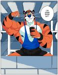  anthro boosterpang feline flexing frosted_flakes male mammal muscular solo tiger tony_the_tiger 