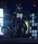  anthro bulge city dragon male muscular muscular_male night rubber solo symbiote unknown_artist venom 