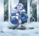  2018 4_toes 5_fingers abs animal_genitalia animal_penis anthro balls biceps blue_fur blue_hair blue_nose blue_skin canine canine_penis claws darkstalkers digitigrade dripping_wet eyebrows eyes_closed fully_sheathed fur gloves_(marking) hair hungothenomster jon_talbain male mammal mane markings multicolored_fur multicolored_hair multicolored_skin muscular muscular_male muscular_thighs nipples nude pecs penis pose sheath socks_(marking) solo standing thick_penis toes two_tone_fur two_tone_hair two_tone_skin video_games water were werewolf wet wet_fur white_fur white_hair white_skin wolf yoga 