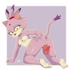  2018 all_fours anthro anus blaze_the_cat bluethebone blush breasts butt cat digital_media_(artwork) dipstick_tail disembodied_penis doggystyle duo eyelashes fangs feet feline female female_focus from_behind_position fur hair hair_tie half-closed_eyes hi_res looking_back male male/female male_penetrating mammal multicolored_tail nude penetration penis purple_fur purple_hair pussy pussy_juice sex shiny signature simple_background small_breasts solo_focus sonic_(series) sweat tongue tongue_out vaginal vaginal_penetration video_games 