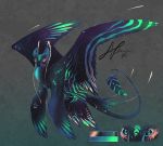  2018 ambiguous_gender averrisvis blue_eyes digital_media_(artwork) dragon feathered_dragon feathered_wings feathers feral full-length_portrait model_sheet portrait simple_background solo wings 