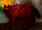  1999 ambiguous_gender bd canine colorful creepy facing_viewer feral fur glowing glowing_eyes looking_at_viewer mammal overweight red_eyes red_fur slightly_chubby solo traditional_media_(artwork) wolf 