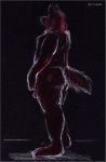  1998 anthro bd black_background border butt canine casual_nudity colored_pencil_(artwork) dark fur grey_border humanoid_penis looking_away male mammal nude pastel_(artwork) penis simple_background slightly_chubby solo standing traditional_media_(artwork) 