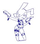  2018 :3 annie_(disambiguation) anthro armor band-aid bandage body_armor bottomless cigarette clothed clothing crop_top digital_media_(artwork) disfigure female flat_chested gun hair hair_over_eye half-closed_eyes lagomorph looking_aside mammal midriff monochrome navel pose pussy_tape rabbit ranged_weapon shirt smoking solo standing submachine_gun weapon 