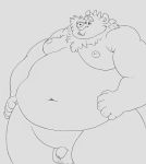  anthro balls bear belly black_and_white chubby_cheeks flaccid fur half-closed_eyes male mammal monochrome moobs morbidly_obese navel nipples nude obese obese_male osos overweight overweight_male pen_(artwork) penis solo thick_thighs traditional_media_(artwork) 
