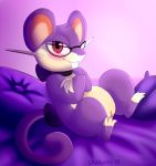  bangam_academy_(copyright) bow eyewear female garruuk glasses nintendo pok&eacute;mon pok&eacute;mon_(species) presenting pussy rattata solo video_games 