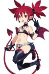  arm_belt bangs bell bell_choker belt bikini black_bikini black_footwear black_gloves black_scrunchie boots bracelet choker commentary demon_girl demon_tail demon_wings disgaea earrings elbow_gloves etna eyebrows_visible_through_hair fang flat_chest fujitsubo_(hujitubo0731) gloves highres jewelry jumping looking_at_viewer makai_senki_disgaea mini_wings navel open_mouth pointy_ears pointy_hair red_eyes red_hair red_tail red_wings scrunchie short_hair simple_background skull_earrings smile solo strapless strapless_bikini swimsuit tail thigh_boots thighhighs twintails w white_background white_belt wings 