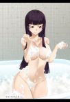  1girl bath breasts brown_eyes brown_hair fairy_tail gaston18 kagura_mikazuchi large_breasts long_hair nude tagme 