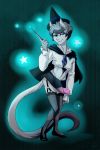  2018 anthro beezlebumawoken blue_eyes brown_hair cat clothed clothing crossdressing damon digital_media_(artwork) dress_shirt erection feline fur girly hair harry_potter hat hogwarts humanoid_penis legwear looking_at_viewer magic_user male mammal miniskirt multicolored_hair necktie penis ravenclaw shirt simple_background skirt smile solo stockings thigh_highs two_tone_hair wand white_hair witch witch_hat 