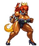  alpha_channel alternate_species animal_humanoid animated big_breasts bouncing_breasts bowser bowsette_meme bracelet breasts cleavage clothed clothing collar crossgender dark_skin female footwear green_eyes hair horn humanoid humanoidized jewelry koopa legwear low_res mammal mario_bros nintendo open_mouth red_hair scalie shoes simple_background skimpy smile solo spiked_collar spikes sprite_art stockings super_crown thigh_highs tight_clothing transparent_background unnoticeableperson video_games 