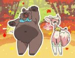  ambiguous_gender animated anthro bear belly big_belly big_butt bottomless breasts brown_fur butt canine cervine clothed clothing crop_top cute dancing deerling dipstick_tail duo_focus female forest fur group hair happy high_five hoof_hands huge_butt hybrid legwear long_tail loop mammal multicolored_fur multicolored_tail neckerchief nintendo oops outside pink_fur pok&eacute;mon pok&eacute;mon_(species) presenting presenting_hindquarters semi-anthro semi_feral shaking_butt shirt short_tail slightly_chubby smile stockings tree two_tone_fur utsuki_maito video_games white_fur white_hair 