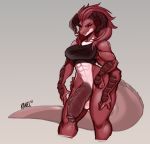  2018 4_arms abs anthro balls big_breasts big_penis bottomless bra breasts claws clothed clothing dickgirl dragon dripping erection hair hi_res horn huge_penis intersex kanel kayle_(ravencrafte) long_tail multi_arm multi_limb multicolored_scales muscular muscular_dickgirl muscular_intersex penis precum red_hair red_scales reptile ridged_penis scales scalie seductive simple_background solo sports_bra standing thick_penis thick_tail underwear white_belly wide_hips 