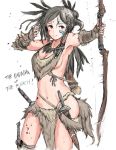  bow_(weapon) breasts cleavage dagger feathers forsworn groin hakuaki hips loincloth medium_breasts navel sideboob solo the_elder_scrolls the_elder_scrolls_v:_skyrim thigh_strap thighs weapon white_background 
