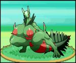  3_toes absurd_res anthro areola ber00 big_areola big_breasts biped breasts clitoris crouching digitigrade eyelashes female green_scales green_tail hi_res huge_breasts lizard long_neck long_tail mega_evolution mega_sceptile multicolored_scales muscular muscular_female nintendo nipples outside pok&eacute;mon pok&eacute;mon_(species) pussy red_scales red_tail reptile scales scalie semi-anthro solo spikes striped_tail stripes tagme thick_tail thick_thighs toes two_tone_scales video_games yellow_sclera 