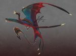  2018 ambiguous_gender averrisvis curved_horn digital_media_(artwork) dragon feral flying full-length_portrait membranous_wings portrait red_eyes solo spines wings wyvern 