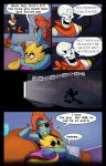  absolutedream alphys animated_skeleton bone broken_window comic dialogue english_text eye_patch eyewear fish glasses laugh lizard marine papyrus_(undertale) reptile scalie skeleton text undead undertale undyne video_games 