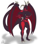  angrypotato96 anthro big_breasts black_scales breasts claws crossgender digital_media_(artwork) dragon feet female horn nipple_piercing nipples nude orange_eyes piercing red_dragon_archfiend scales scalie smile solo voluptuous wings yu-gi-oh 