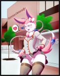  &lt;3 anthro blush bow building clothed clothing eeveelution erection exhibitionism girly legwear looking_at_viewer male nintendo open_mouth outside panties penis pok&eacute;mon pok&eacute;mon_(species) ribbons school_uniform skirt smile socks solo sylveon thigh_socks tongue twistedlilheart underwear uniform video_games white_pupils 