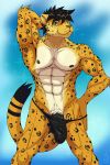  clothing feline iudicium86 jaguar male mammal muscular pinup pose teasing thong underwear underwear_pull 