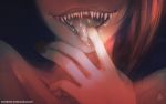  commentary english_commentary erica_june_lahaie finger_to_tongue head_out_of_frame nail_polish original patreon_username saliva sharp_teeth sketch solo teeth tongue tongue_out 