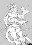  abs anthro athletic boots clothing feline footwear greyscale hair lazydez loincloth male mammal monochrome sketch solo standing 