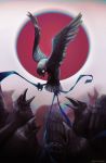  2018 ambiguous_gender avian beak bird black_beak black_feathers corvid crow digital_media_(artwork) feathered_wings feathers feral group neytirix red_eyes wings 