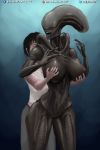  2018 abs alien alien_(franchise) alien_girl alternate_version_at_source belly big_breasts big_butt big_female black_skin breast_grab breasts butt claws dangerous duo enjoying eyeless fangs female female/female hand_on_breast human human/alien human_on_alien human_on_humanoid humanoid larger_female lifted_arm lips macro mammal monster monster_girl_(genre) muscular nails nihilophant not_furry pussy seductive sharp_teeth size_difference smile standing surprise surprised_look tall teeth wide_hips xenomorph 