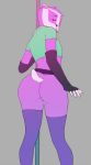  anthro badger balls big_butt bottomless butt clothed clothing fingerless_gloves fur girly gloves hear_(artist) legwear looking_at_viewer male mammal mustelid purple_fur solo stockings taylor_(onta) thigh_highs 