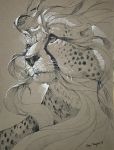  2018 ambiguous_gender black_nose cheetah feline feral fur headshot_portrait mammal portrait rhyu simple_background solo traditional_media_(artwork) whiskers 