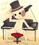  anthro balls canine cub dog hat male mammal musical_instrument oliver_(sci) penis piano polygon5 solo summer_camp_island top_hat young 