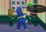  animal_crossing anthro blue_fur bottomless butt clothed clothing dialogue digital_media_(artwork) female fur hedgehog hi_res looking_at_viewer mabel_able mammal marrubi_(artist) nintendo pussy short_stack solo speech_bubble text video_games 