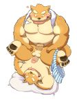  &lt;3 2018 age_difference anal anal_penetration barazoku beartouma_0517 big_dom_small_sub blush boxers_(clothing) bungo_(beartouma_0517) canine clothing cum cum_in_ass cum_inside dog father father_and_son inside kemono male male/male mammal monta_(beartouma_0517) muscular obese overweight parent penetration pile_driver_position pillow simple_background size_difference son underwear white_background young 