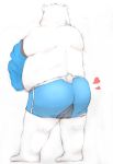  &lt;3 2018 anthro bear butt clothing fur male mammal maron2475 overweight overweight_male polar_bear shirane_kan simple_background solo underwear undresing utau white_background white_fur 