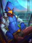  anthro avian bird clothed clothing falco_lombardi male nintendo solo star_fox topless video_games zeitzbach 