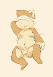  anthro balls blindfold canine child cub dog erection foreskin humanoid_penis lying male mammal moobs navel nipples nude obese on_back overweight penis shiba_inu shibubaman solo uncut young 