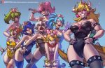  alanscampos alternate_species angry animal_humanoid armband bent_over big_breasts blonde_eyebrows blonde_hair blue_background blue_eyes blue_hair bowser bowsette_meme bracelet breast_size_difference breasts brown_eyes camel_toe choker cleavage clothed clothing collar crossgender crown digital_media_(artwork) ear_piercing eyebrows eyelashes eyewear female glasses green_hair grin group hair hands_on_hips happy heterochromia holding_object horn humanoid iggy_koopa jewelry koopa koopa_humanoid koopaling larry_koopa leg_garter legwear lemmy_koopa leotard lizard_tail long_hair long_tail looking_at_viewer ludwig_von_koopa mario_bros morton_koopa_jr. multicolored_hair necklace nintendo open_mouth orange_hair pale_skin patreon piercing pink_hair pointy_ears ponytail pose pouting red_eyes reptile reptile_humanoid roy_koopa scalie scowl sharp_teeth short_hair simple_background size_difference skimpy slit_pupils smile solo spiked_collar spiked_tail spikes stockings sunglasses super_crown teeth thick_eyebrows thick_lips thick_tail thigh_highs tight_clothing video_games voluptuous wendy_o_koopa white_hair wide_hips wristband 