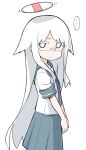  ... 1girl abarai575 alternate_hair_length alternate_hairstyle floating floating_object glasses long_hair school_uniform serafuku solo spoken_ellipsis ueno-san_wa_bukiyou very_long_hair white_background white_eyes white_hair yamashita_(ueno-san_wa_bukiyou) 