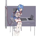  1girl absurdres amiba_(amiba00638239) animal_ears arms_behind_back bangs bdsm blue_eyes blue_hair blue_sailor_collar blue_skirt blush bondage bound bound_legs breasts cat_ears cat_tail chains chair character_request collar computer cuffs desx egg_vibrator female full_body gagged hair_between_eyes heart heart-shaped_pupils highres laptop long_hair long_sleeves matching_hair/eyes miniskirt mouth_hold pleated_skirt pole pussy_juice remote_control_vibrator rope sailor_collar school_uniform serafuku shackles shibari shibari_over_clothes shiny shiny_hair shirt simple_background sitting skirt small_breasts solo stylus symbol-shaped_pupils tablet tail tears thighhighs two-tone_background uniform vibrator vibrator_cord vibrator_in_thighhighs vibrator_on_nipple vibrator_under_clothes wet wet_clothes white_legwear white_shirt x-ray zettai_ryouiki 