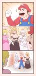  &gt;_&lt; 3girls 3koma bare_shoulders black_dress blue_eyes blush bowsette bracelet breasts cleavage closed_eyes collar comic commentary_request crossed_arms crown dress earrings elbow_gloves expressive_clothes facial_hair fingernails gloves grin hat highres horns jewelry large_breasts long_hair mario mario_(series) multiple_girls mustache new_super_mario_bros._u_deluxe one_eye_closed otonari pink_dress pointy_ears princess_king_boo princess_peach sharp_fingernails silent_comic smile spiked_armlet spiked_bracelet spiked_collar spikes strapless strapless_dress super_crown white_dress white_gloves 