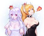  :p arms_at_sides bangs bare_shoulders blonde_hair blue_eyes blush bowsette breasts breathing_fire choker cleavage collar collarbone crown dress fire frilled_choker frilled_dress frills gradient_eyes grin hair_between_eyes large_breasts lavender_hair light_blue_eyes long_hair looking_at_viewer luigi's_mansion mario_(series) multicolored multicolored_eyes multiple_girls new_super_mario_bros._u_deluxe pale_skin paw_pose pink_eyes ponytail princess_king_boo puffy_short_sleeves puffy_sleeves purple_tongue reflective_eyes sharp_teeth shiny shiny_hair short_sleeves sidelocks siun smile spiked_armlet spiked_collar spiked_shell spikes super_crown taut_clothes taut_dress teeth tilted_headwear tongue tongue_out upper_body very_long_hair white_choker white_dress 