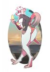  anthro bikini breasts butt clothing dessert female food ice_cream looking_back mammal marsupial nipple_bulge open_mouth opossum rokemi smile solo standing swimsuit tongue tongue_out 