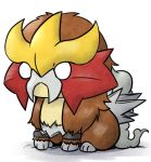  entei full_body gen_2_pokemon kashiwa_(3920kashiwa) lowres no_humans o_o pokemon pokemon_(creature) simple_background sitting solo white_background white_eyes 